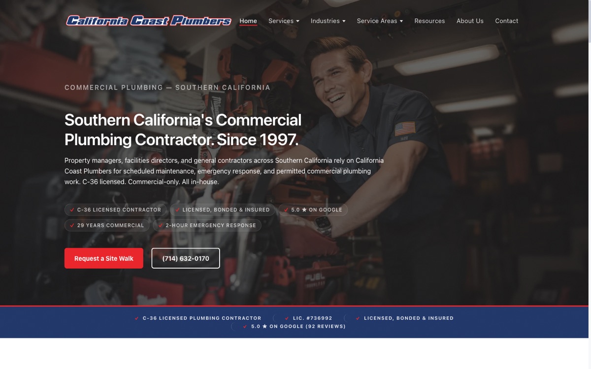 California Coast Plumbers's homepage