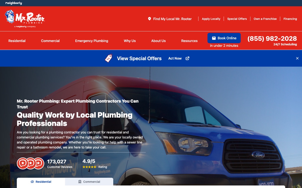 Mr. Rooter Plumbing's homepage