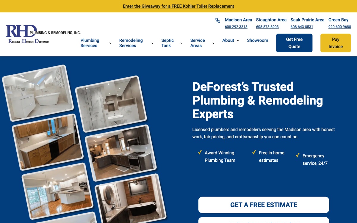 RHD Plumbing & Remodeling's homepage