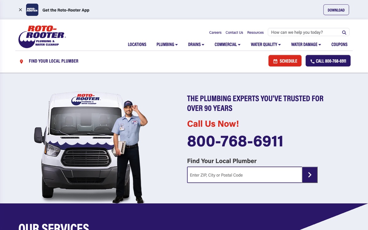 Roto-Rooter's homepage