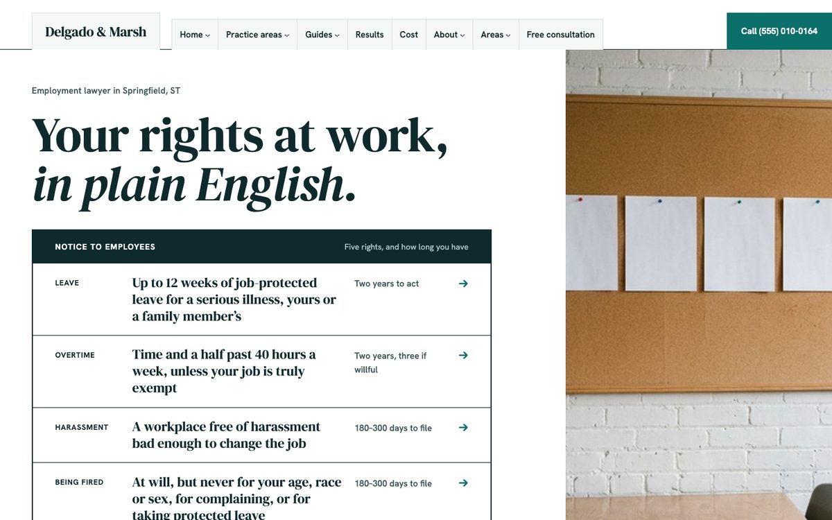 Know your rights homepage of the Delgado & Marsh kit