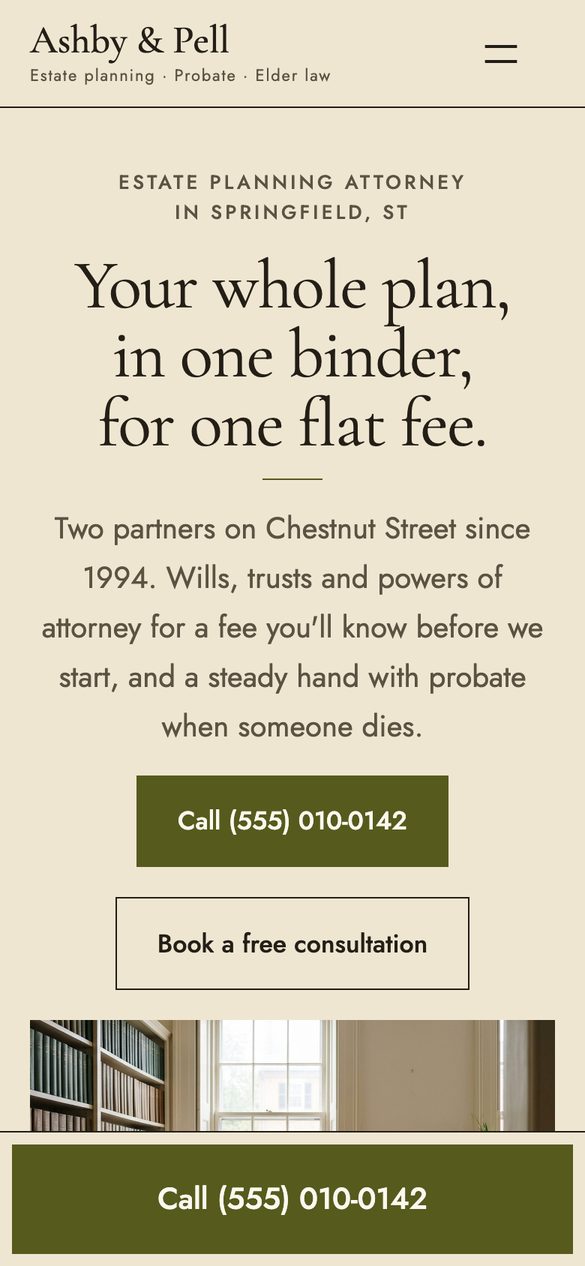 The Ashby & Pell kit's homepage on a phone