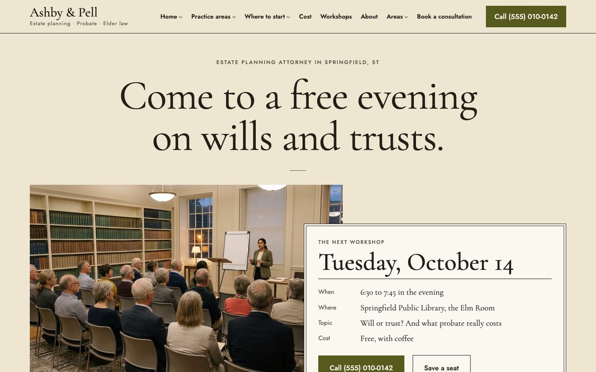 The next workshop homepage of the Ashby & Pell kit
