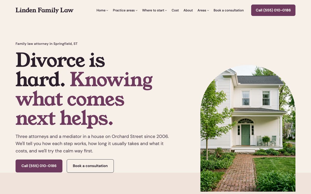 The Linden Family Law kit's homepage