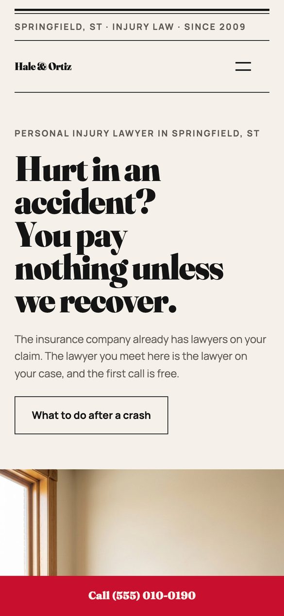 The Hale & Ortiz kit's homepage on a phone
