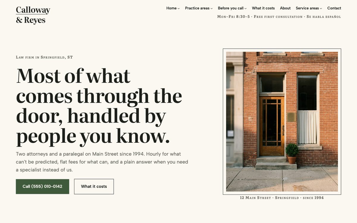 The Calloway & Reyes kit's homepage