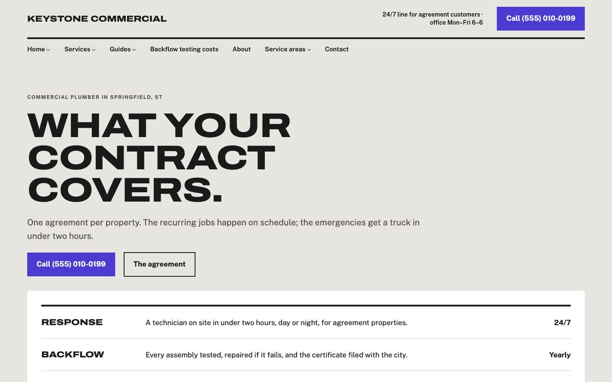 The agreement homepage of the Commercial Plumber kit