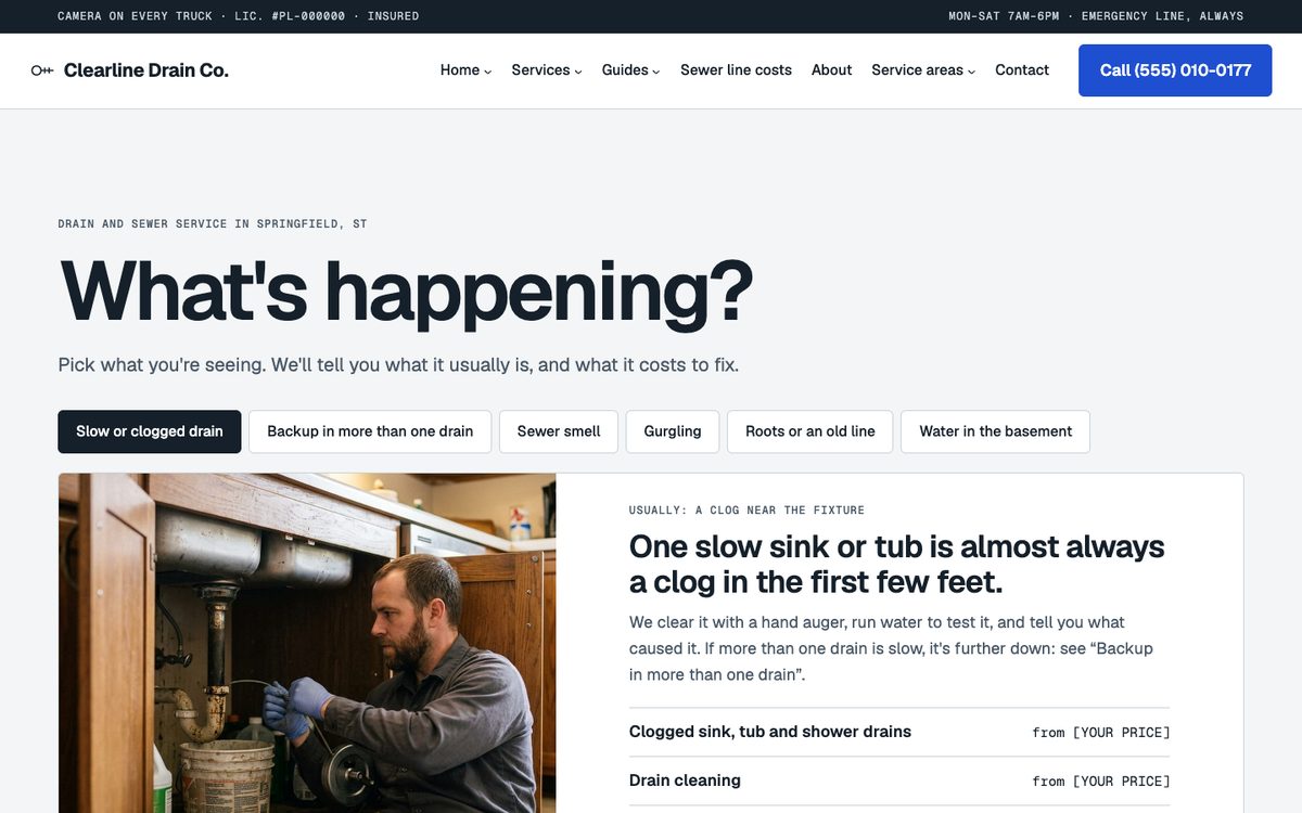 What's happening? homepage of the Drain & Sewer kit