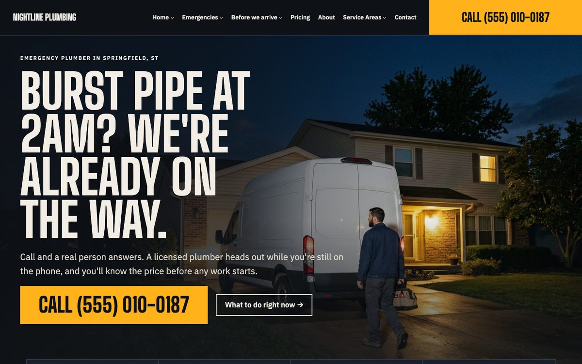 The Emergency Plumber kit's homepage