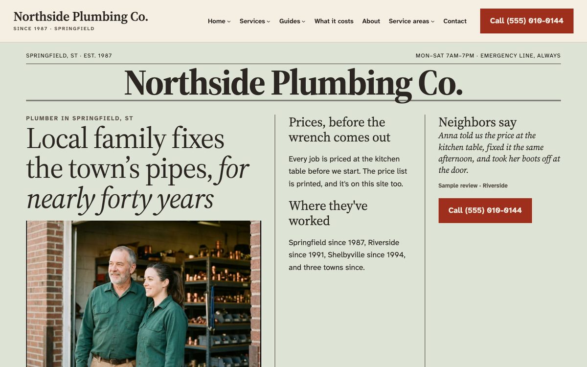 Gazette homepage of the Local Plumber kit