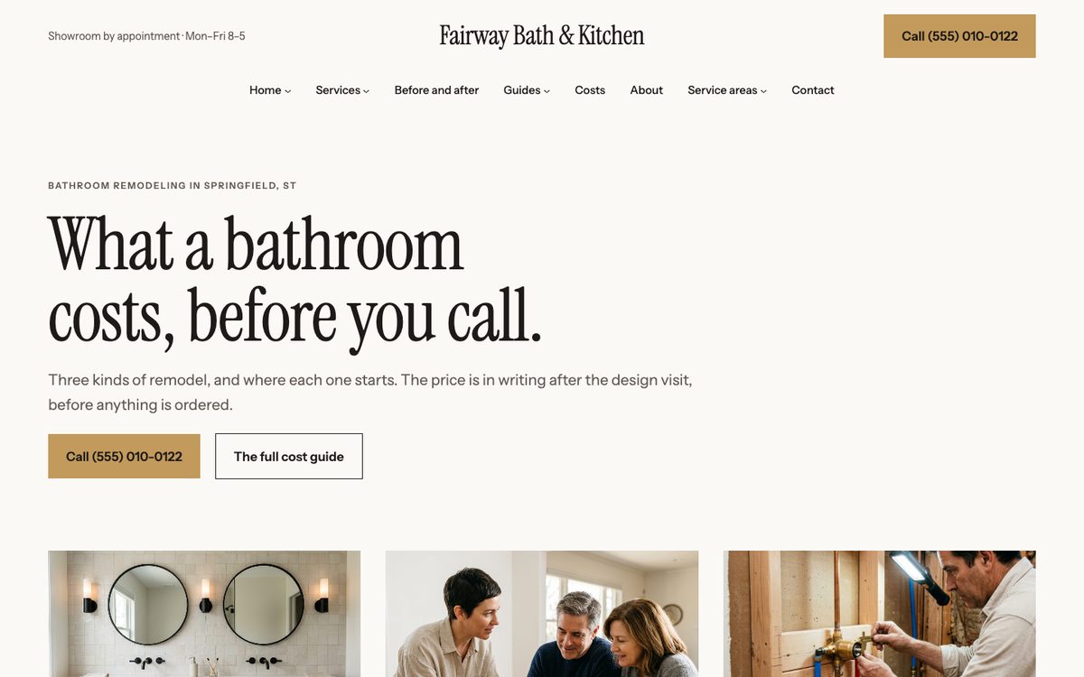The cost homepage of the Bath & Kitchen Remodel kit