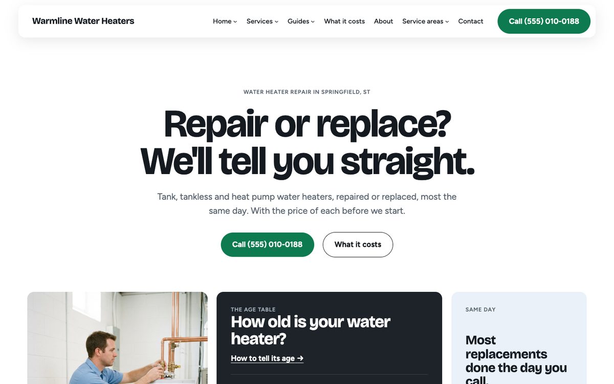 The Water Heater kit's homepage