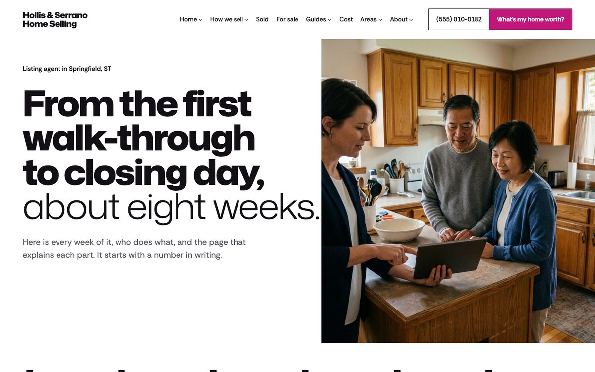 Week by week homepage of the Hollis & Serrano Home Selling kit